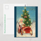 Man kerstkaart in auto briefkaart (Voorkant / Achterkant)