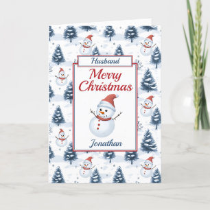 Man Kerstmis Sneeuwman Feestdagen Kaart