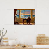 Man kijkt naar het zee poster (Keuken)