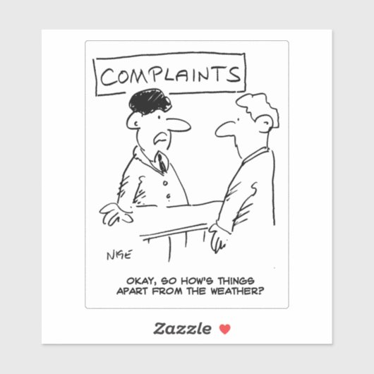 Man klaagt over weer Cartoon. Sticker (Vel)