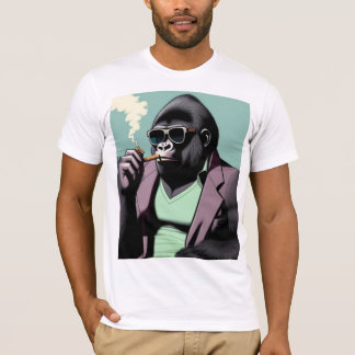 Man Kleding, gorilla met zonnebril roken T-shirt