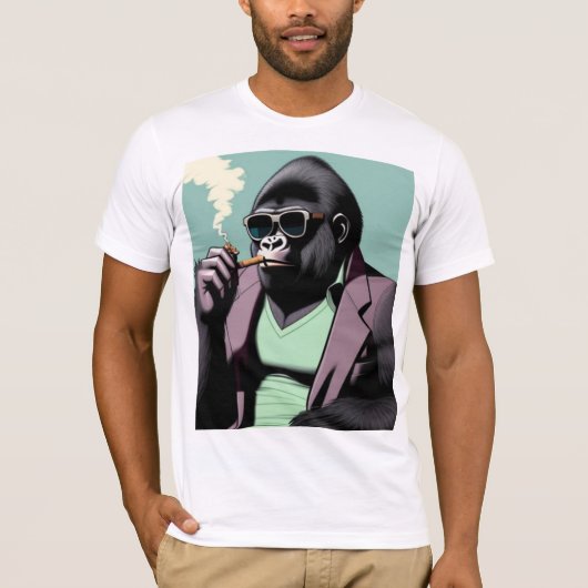 Man Kleding, gorilla met zonnebril roken T-shirt (Voorkant)
