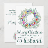 Man kleurrijke kerst krans feestdagenkaart (Voorkant / Achterkant)