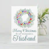 Man kleurrijke kerst krans feestdagenkaart (Staand voorkant)