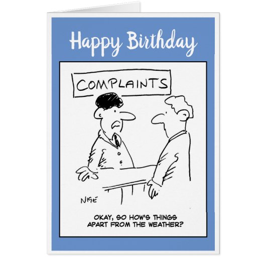 Man komt in het klachtenbureau over het weer (Voorkant)