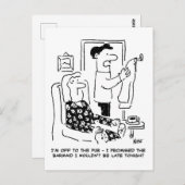 Man leest huis voor Pub Cartoon Briefkaart (Voorkant / Achterkant)