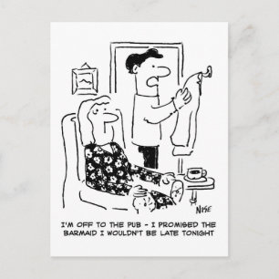 Man leest huis voor Pub Cartoon Briefkaart