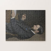 Man leest legpuzzel (Horizontaal)
