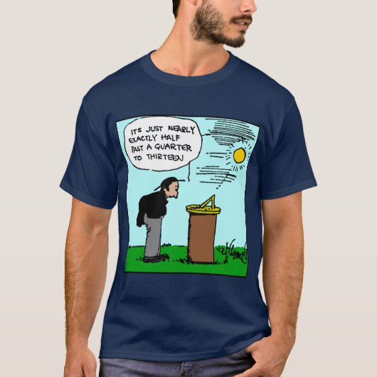 Man Leest Sundial T-Shirt (Rube Goldberg Art) (Voorkant)