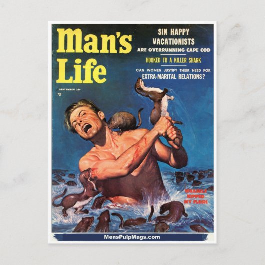 Man Life, september 1956 - Weasels riep mijn Vlesh Briefkaart (Voorkant)