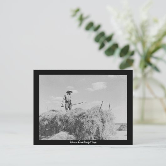 Man Loading Hay Briefkaart (Staand voorkant)
