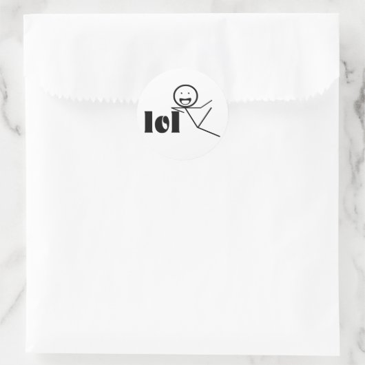 man lol stick ronde sticker (Tas)