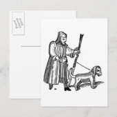 Man loopt met zijn hond briefkaart (Voorkant / Achterkant)