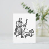Man loopt met zijn hond briefkaart (Staand voorkant)