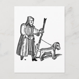 Man loopt met zijn hond briefkaart