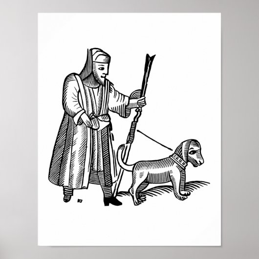 Man loopt met zijn hond poster (Voorkant)