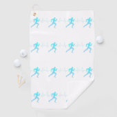 Man Lopende Silhouetgradiënt & Hartslag Blauw Golfhanddoek (Insitu)