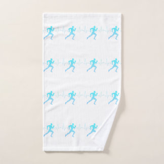 Man Lopende Silhouetgradiënt & Hartslag Blauw Handdoek
