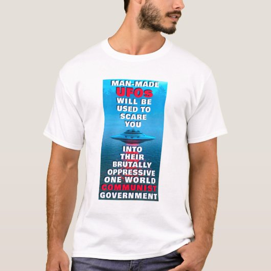 Man-made UFO's (licht) T-shirt (Voorkant)