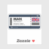 MAN Manchester Boarding Pass - England Travel Sticker (Vel)