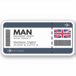 MAN Manchester Boarding Pass - England Travel Sticker