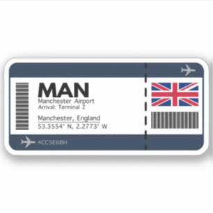 MAN Manchester Boarding Pass - England Travel Sticker