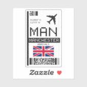 MAN Manchester, Engeland Airport Boarding Pass Sticker (Vel)