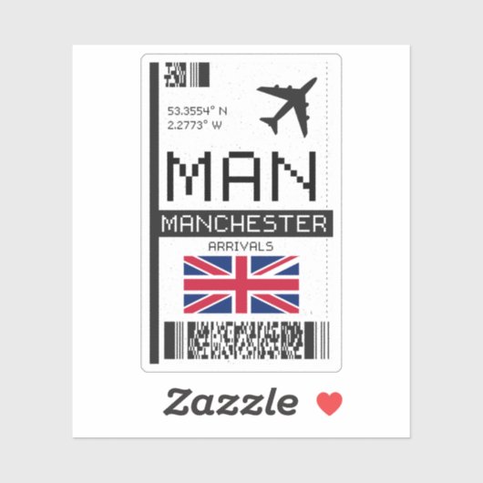 MAN Manchester, Engeland Airport Boarding Pass Sticker (Vel)