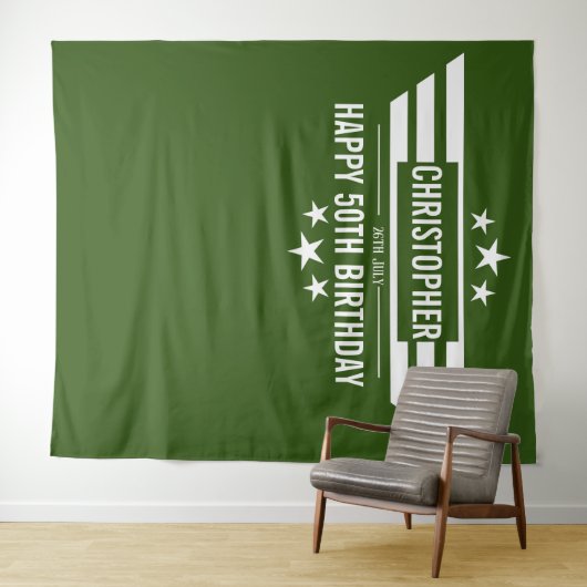 Man mannelijke verjaardag Booth banner Tapijt Wandkleed (In Situ (horizontaal))