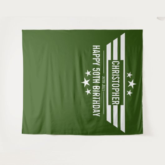 Man mannelijke verjaardag Booth banner Tapijt Wandkleed (Voorkant (horizontaal))