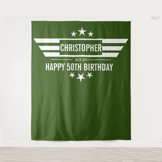 Man mannelijke verjaardag Booth banner Tapijt Wandkleed (Voorkant)