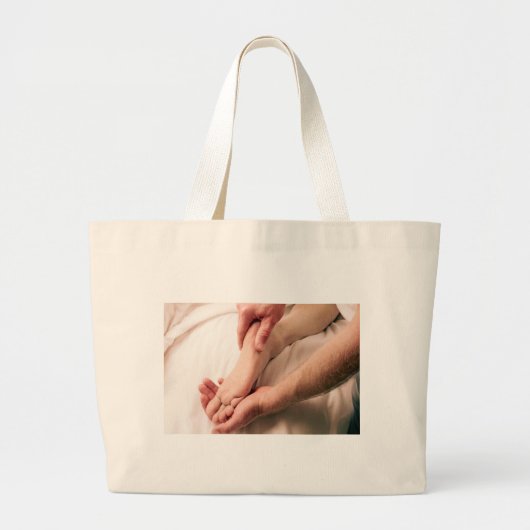 Man Massaging Male Foot Grote Tote Bag (Voorkant)