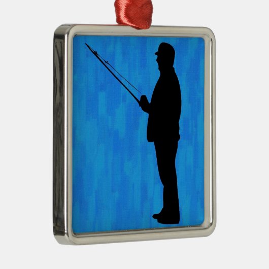 Man met abstracte blauwe achtergrond metalen ornament (Rechts)