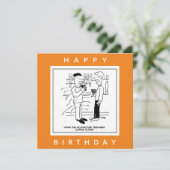 Man met Acupunctie Behandeling in Pub Cartoon Kaart (Staand voorkant)