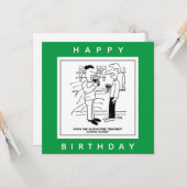 Man met Acupunctie Behandeling in Pub Cartoon Kaart (Voorkant / Achterkant in situ)