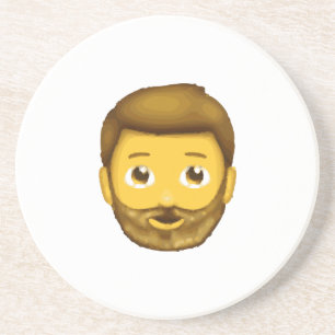 man met baard emoji zandsteen onderzetter
