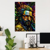 Man met baard en bril | AI Art Poster (Thuiskantoor)