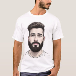 Man met baard portret tekening t-shirt