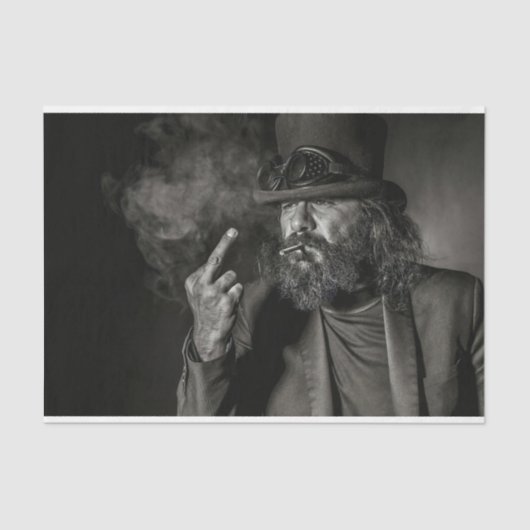 Man met baard vloeken tissuepapier (Voorkant)