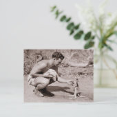 Man met Baby Kangaroo Briefkaart (Staand voorkant)