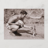 Man met Baby Kangaroo Briefkaart (Voorkant)