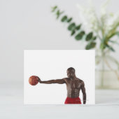 Man met basketbal briefkaart (Staand voorkant)