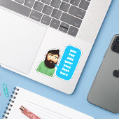 Man met been sticker (Laptop met iPhone)