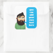 Man met been vierkante sticker (Tas)