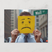 Man met bezorgd gezicht tekenen op Wall Street Briefkaart (Voorkant)