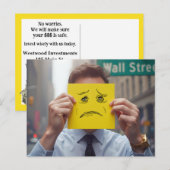 Man met bezorgd gezicht tekenen op Wall Street Briefkaart (Voorkant / Achterkant)