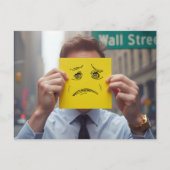 Man met bezorgd gezicht tekenen op Wall Street Briefkaart (Voorkant)