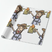 Man met bier cadeaupapier (Uitgerold)