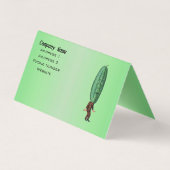 Man met Big Pickle Head en Face in Suit op Green Visitekaartje (Achterkant)