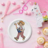 Man met bijbel papieren bordje (Feest)